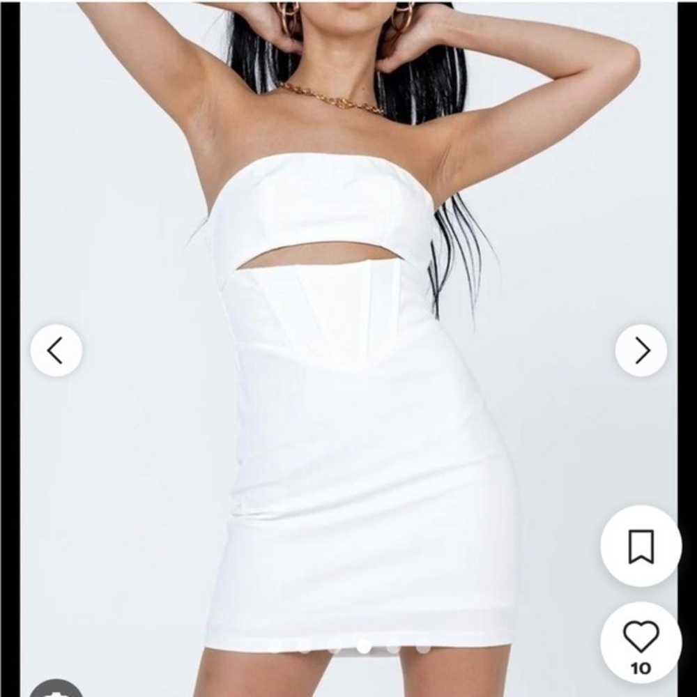 🎭🥑Princess Polly White Strapless Corset Mini Dress 4 | Cutout Y2K K-Pop Sorority